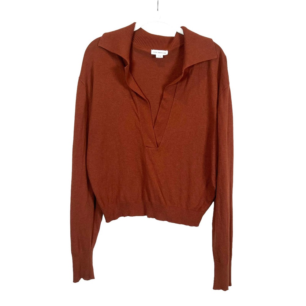 Good American Rust Brown Collared Sweater Women's S/M